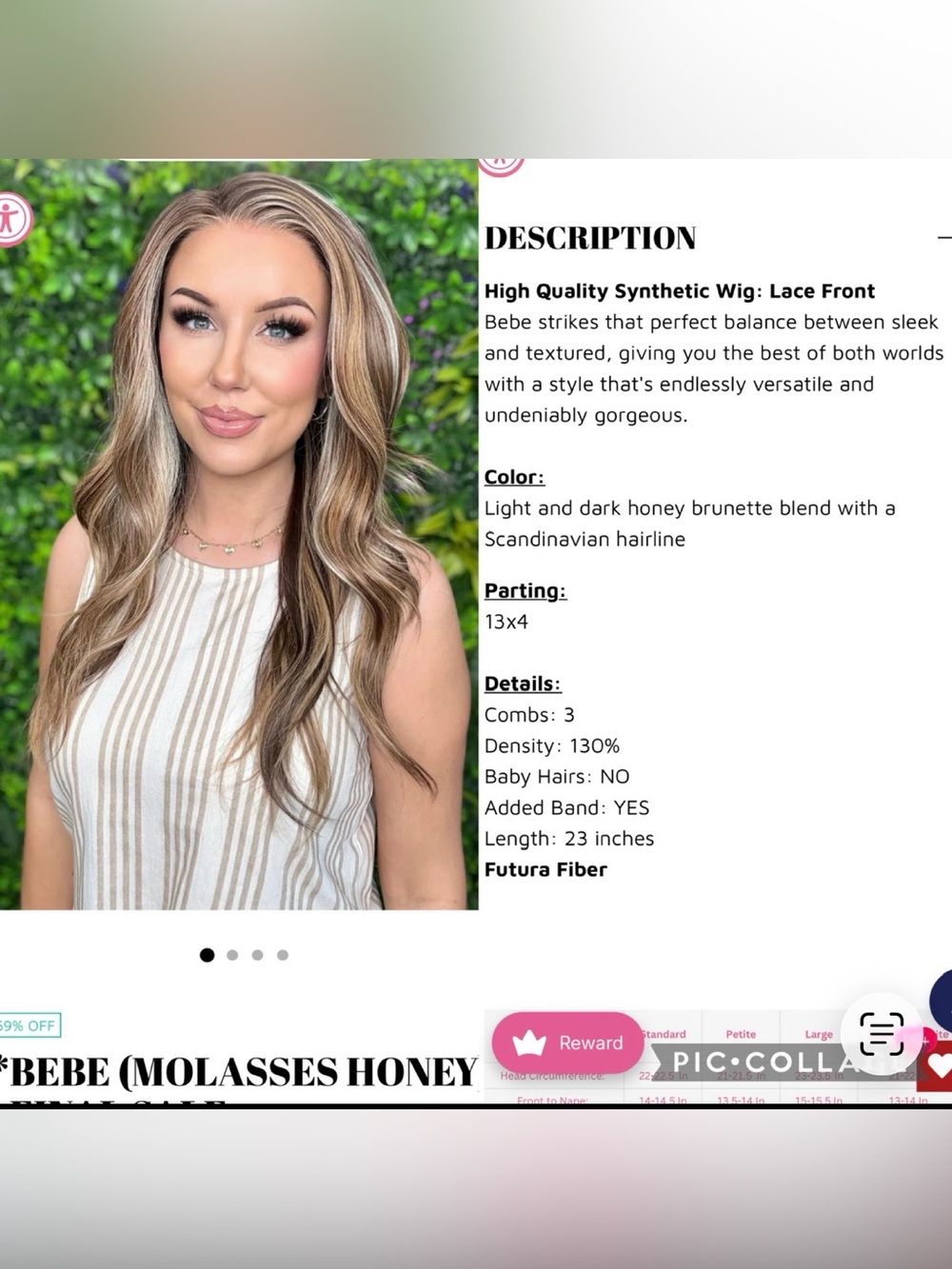 CSC Bebe Molasses Honey Brunette Blonde Balayage Lace Front Wig NWLT